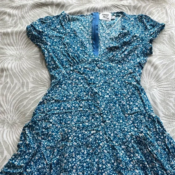 open lace back dress Rothea Mini Dress Blue / Floral